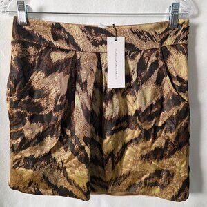 DVF Diane Von Furstenberg Ginsy Tiger Print Gold Brown Mini Skirt